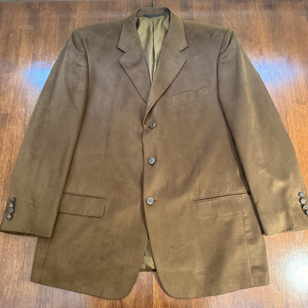 Norman Wells Collection Dawahares Polysuede Polyester‎ Sport Coat 44R Brown
